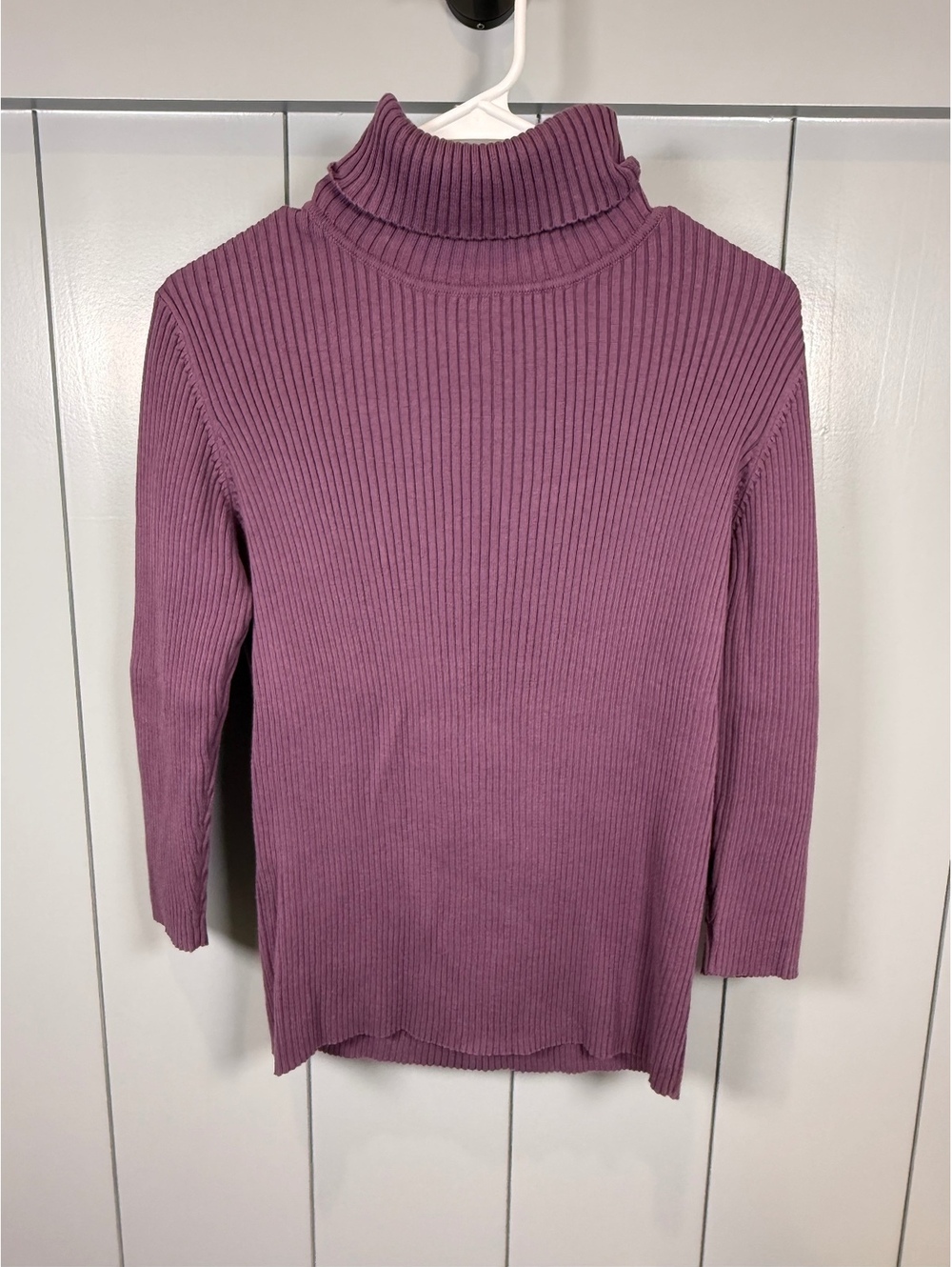 J.Jill Purple Ribbed 100% Cotton Turtleneck Sweater Sze S Quiet Luxury Apres Ski